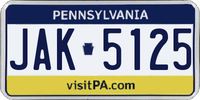 PA license plate JAK5125