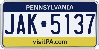 PA license plate JAK5137