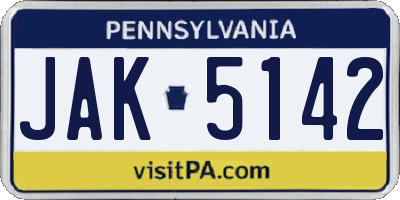 PA license plate JAK5142