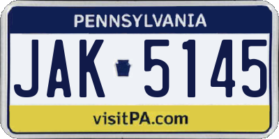 PA license plate JAK5145