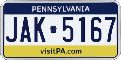 PA license plate JAK5167