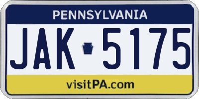PA license plate JAK5175