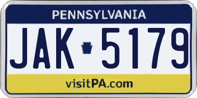 PA license plate JAK5179