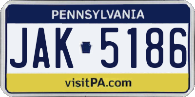 PA license plate JAK5186