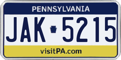PA license plate JAK5215