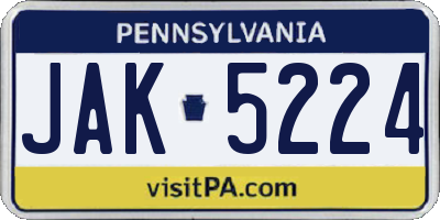 PA license plate JAK5224