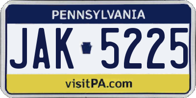 PA license plate JAK5225