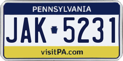 PA license plate JAK5231