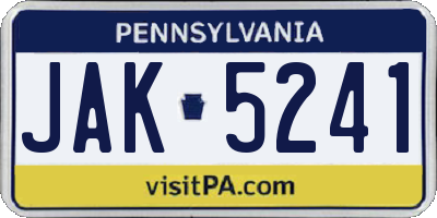 PA license plate JAK5241