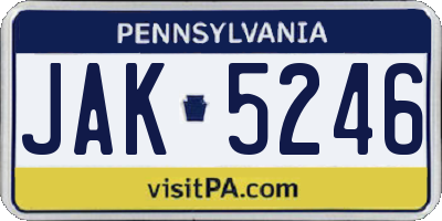 PA license plate JAK5246