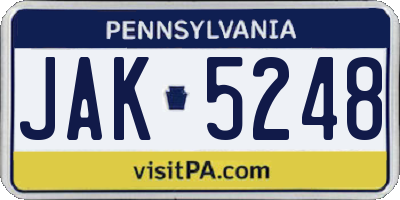 PA license plate JAK5248