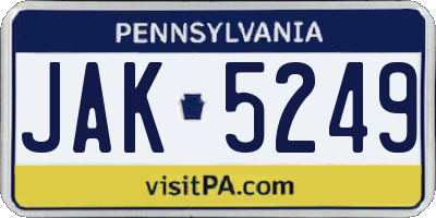 PA license plate JAK5249