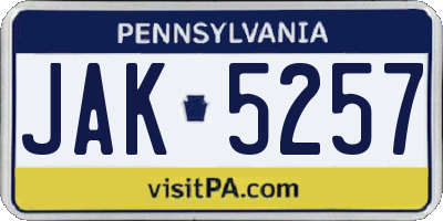 PA license plate JAK5257