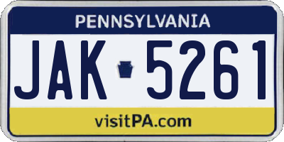 PA license plate JAK5261