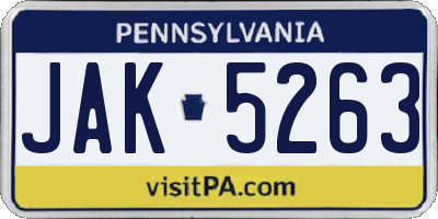 PA license plate JAK5263