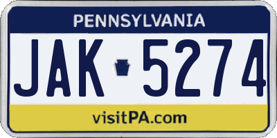 PA license plate JAK5274
