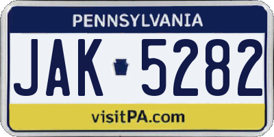 PA license plate JAK5282