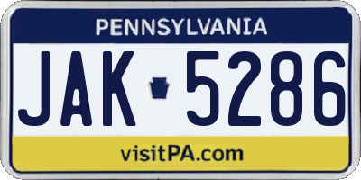 PA license plate JAK5286