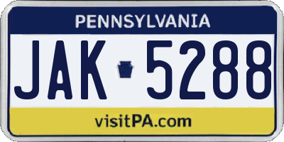 PA license plate JAK5288
