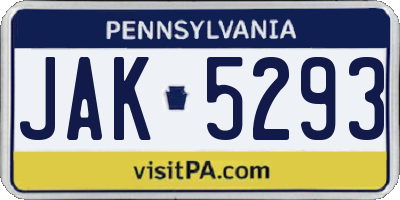 PA license plate JAK5293