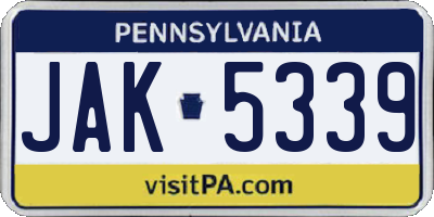 PA license plate JAK5339
