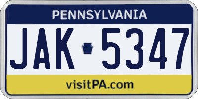PA license plate JAK5347