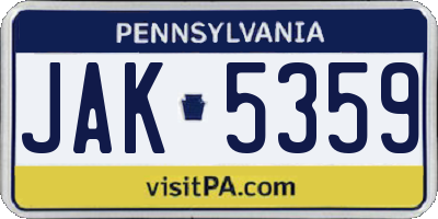 PA license plate JAK5359