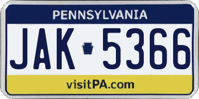 PA license plate JAK5366