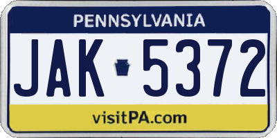 PA license plate JAK5372