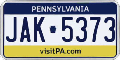 PA license plate JAK5373