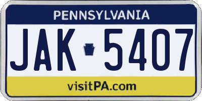 PA license plate JAK5407