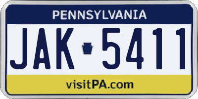 PA license plate JAK5411