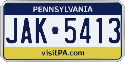 PA license plate JAK5413