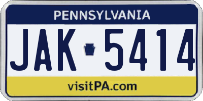 PA license plate JAK5414