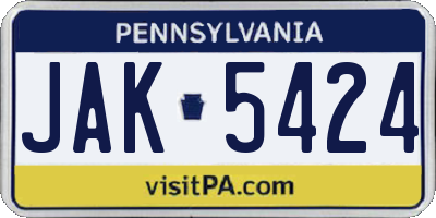 PA license plate JAK5424