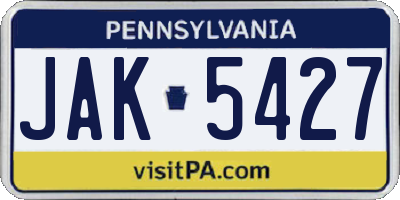 PA license plate JAK5427