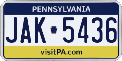 PA license plate JAK5436