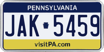 PA license plate JAK5459