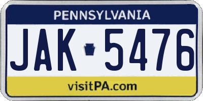 PA license plate JAK5476