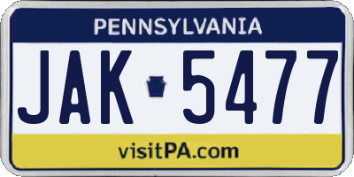 PA license plate JAK5477