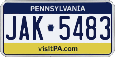 PA license plate JAK5483