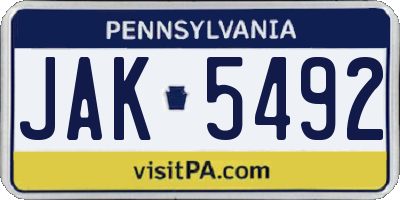 PA license plate JAK5492