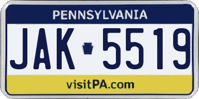 PA license plate JAK5519