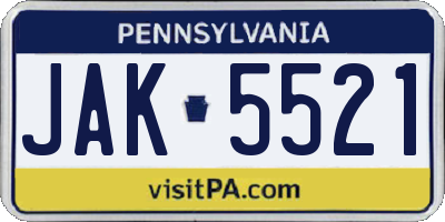 PA license plate JAK5521