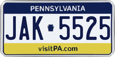 PA license plate JAK5525