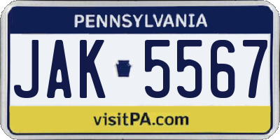 PA license plate JAK5567