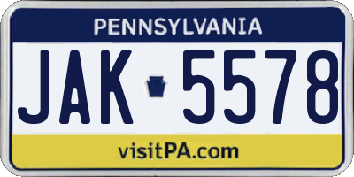 PA license plate JAK5578