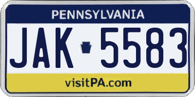 PA license plate JAK5583