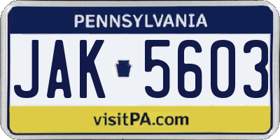 PA license plate JAK5603