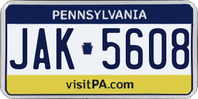 PA license plate JAK5608